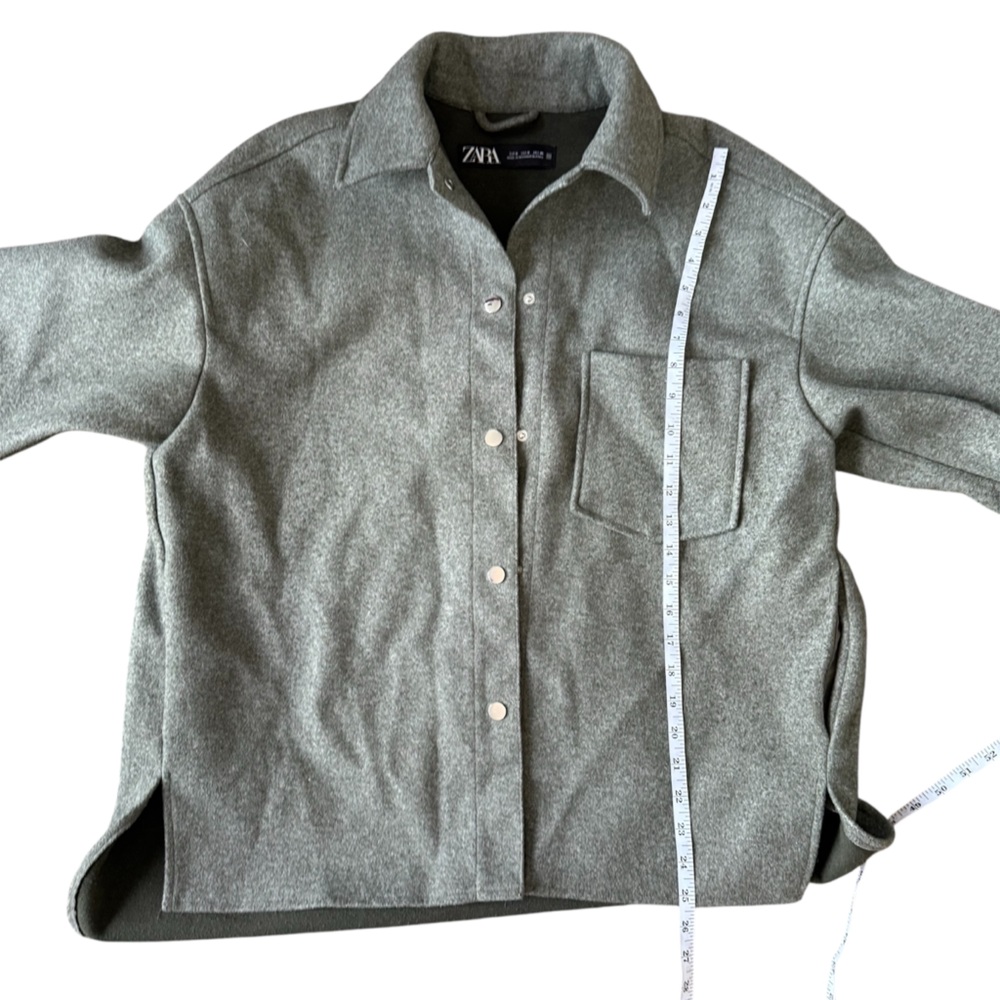 Zara Women’s Oversized Shacket Shirt Jacket Green Size SM  grunge outdoor fall - Picture 8 of 9